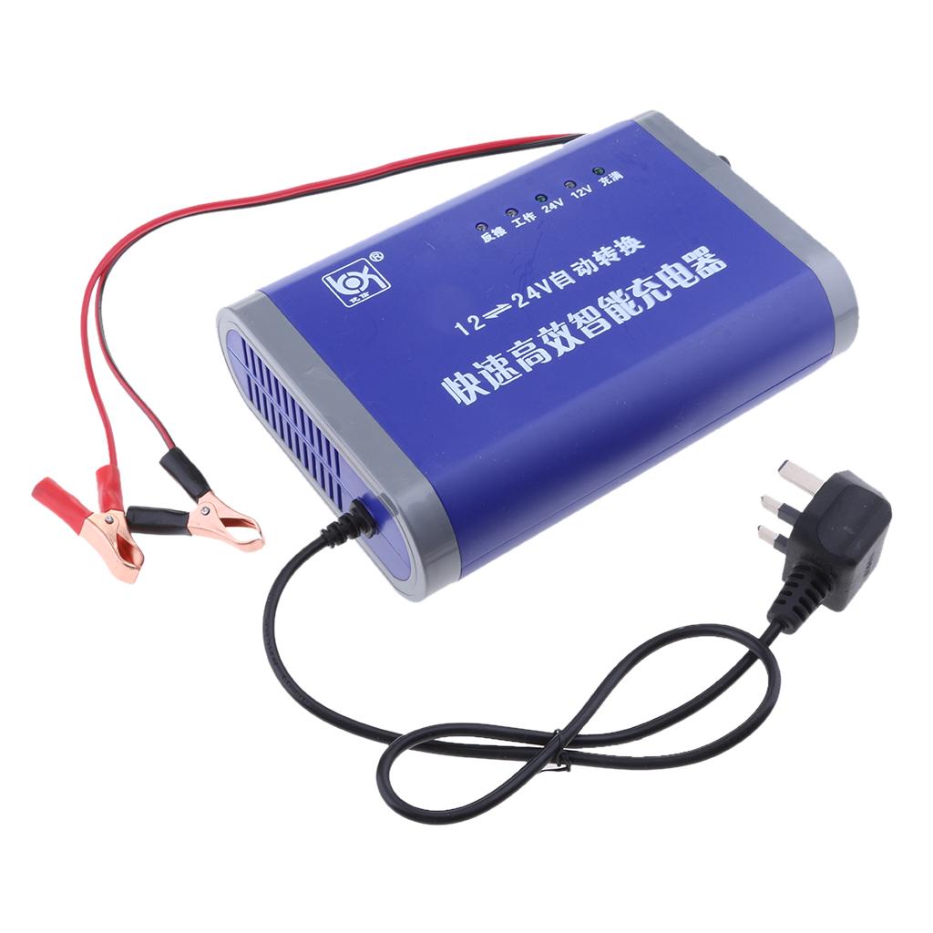 12V/24V 10A Car Trucks Battery Charger Automatic LED Display Charger UK Plug