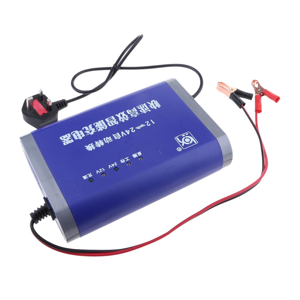 12V/24V 10A Car Trucks Battery Charger Automatic LED Display Charger UK Plug