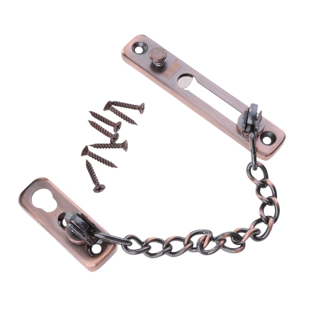 Stainless Steel Door Chain Guard Lock Bolt Swing Bar Home Security Bronze