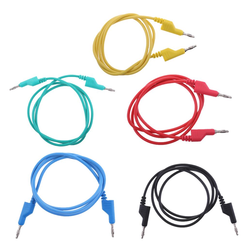 5Pieces 4mm Stackable Banana Plug Wire Soft Silicone Test Cable Lead