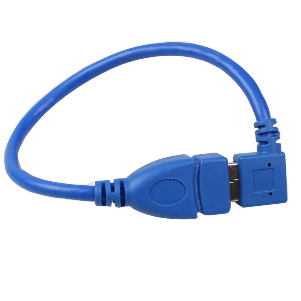 90 Degree Left+Right Angle USB 3.0 Type A Male to Female Extension Cable