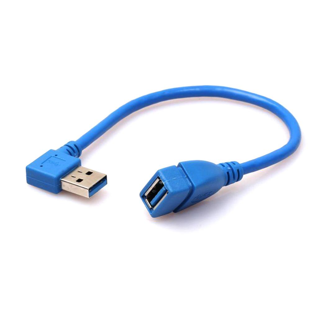 90 Degree Left+Right Angle USB 3.0 Type A Male to Female Extension Cable