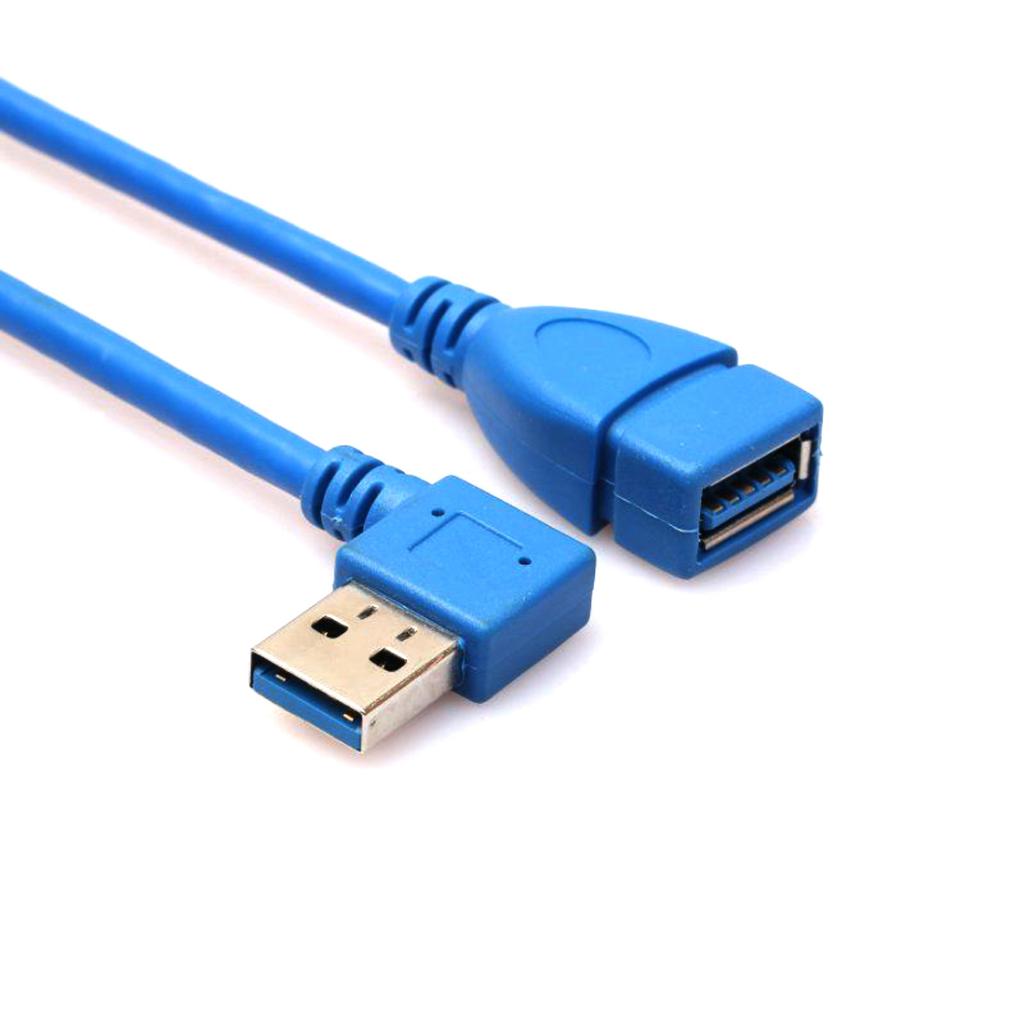 90 Degree Left+Right Angle USB 3.0 Type A Male to Female Extension Cable