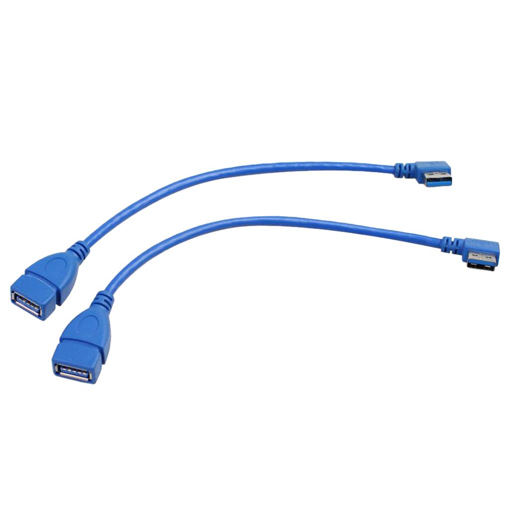 90 Degree Left+Right Angle USB 3.0 Type A Male to Female Extension Cable