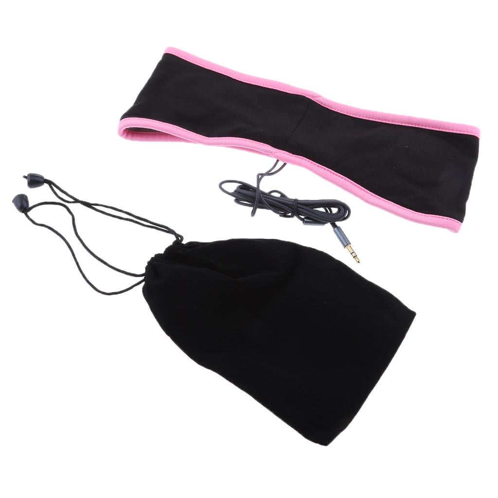 Comfortable Noise Cancelling Wired Sleep Headphones Eye Mask with Bag pink