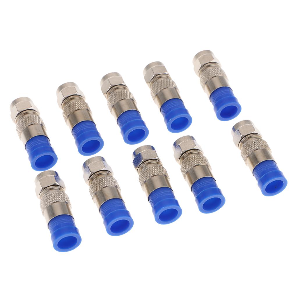 4x10 Pieces RG6 Quad Shield Coaxial Cables F Connector Adapter Compression