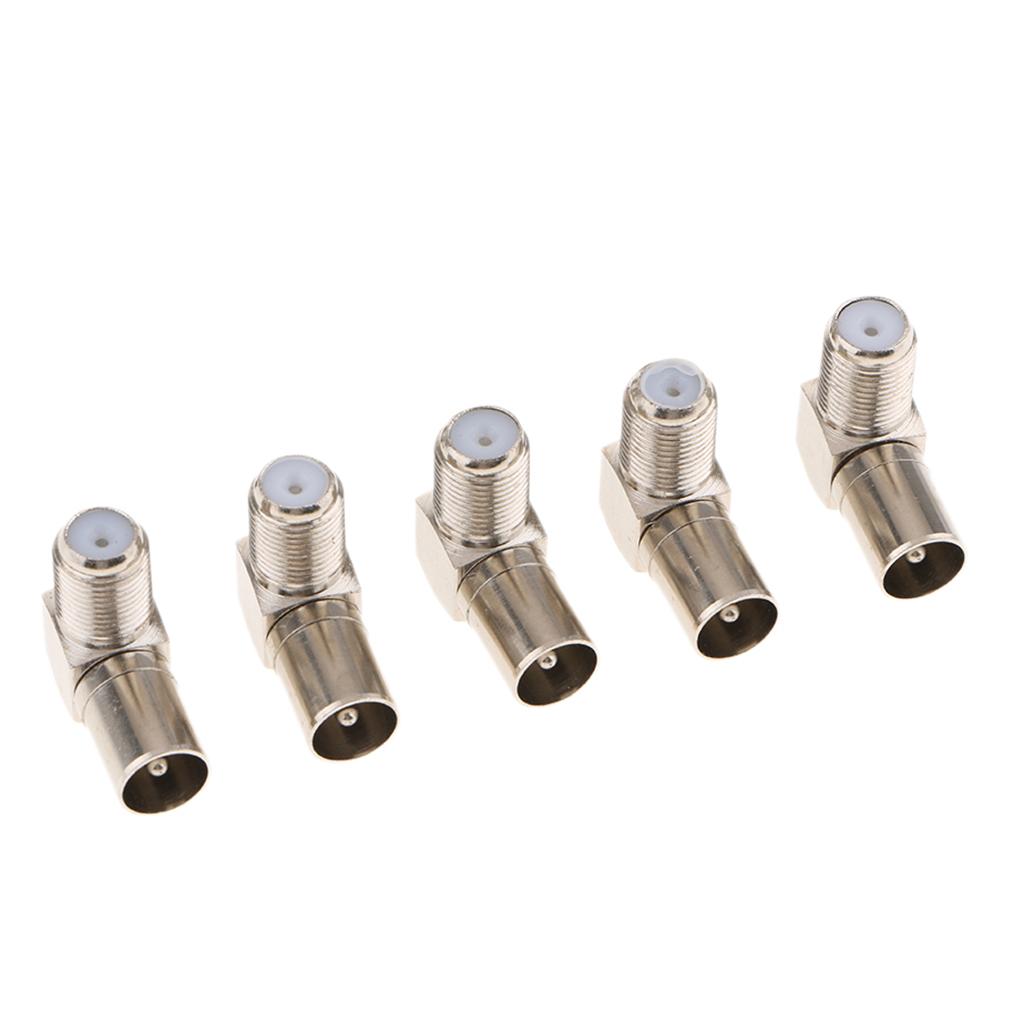 4x5Pieces F Female to TV RF Male Angle Connector Coax Coaxial Cable Adapter