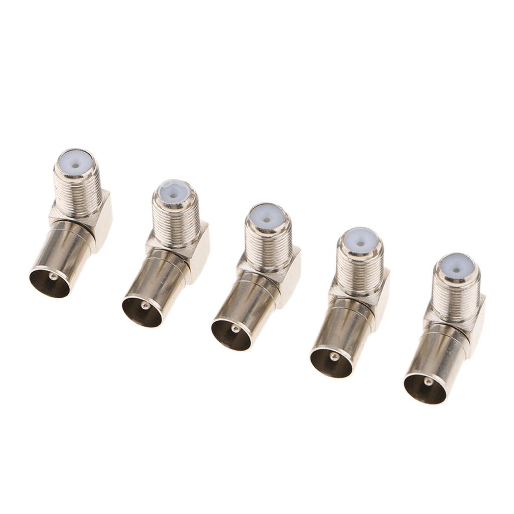 4x5Pieces F Female to TV RF Male Angle Connector Coax Coaxial Cable Adapter