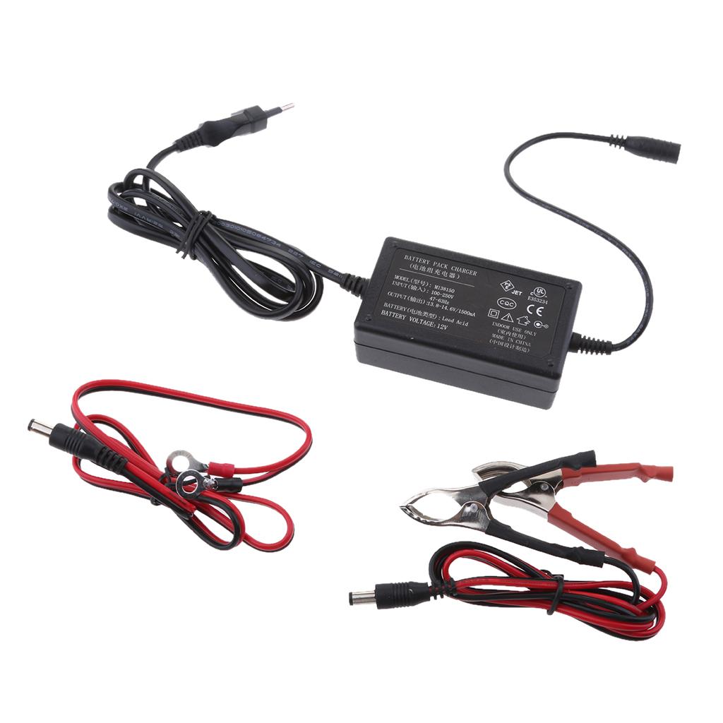 12V 1.5A Lead Acid Battery Charger For Toy Car Motorbike Quad Bike EU Plug