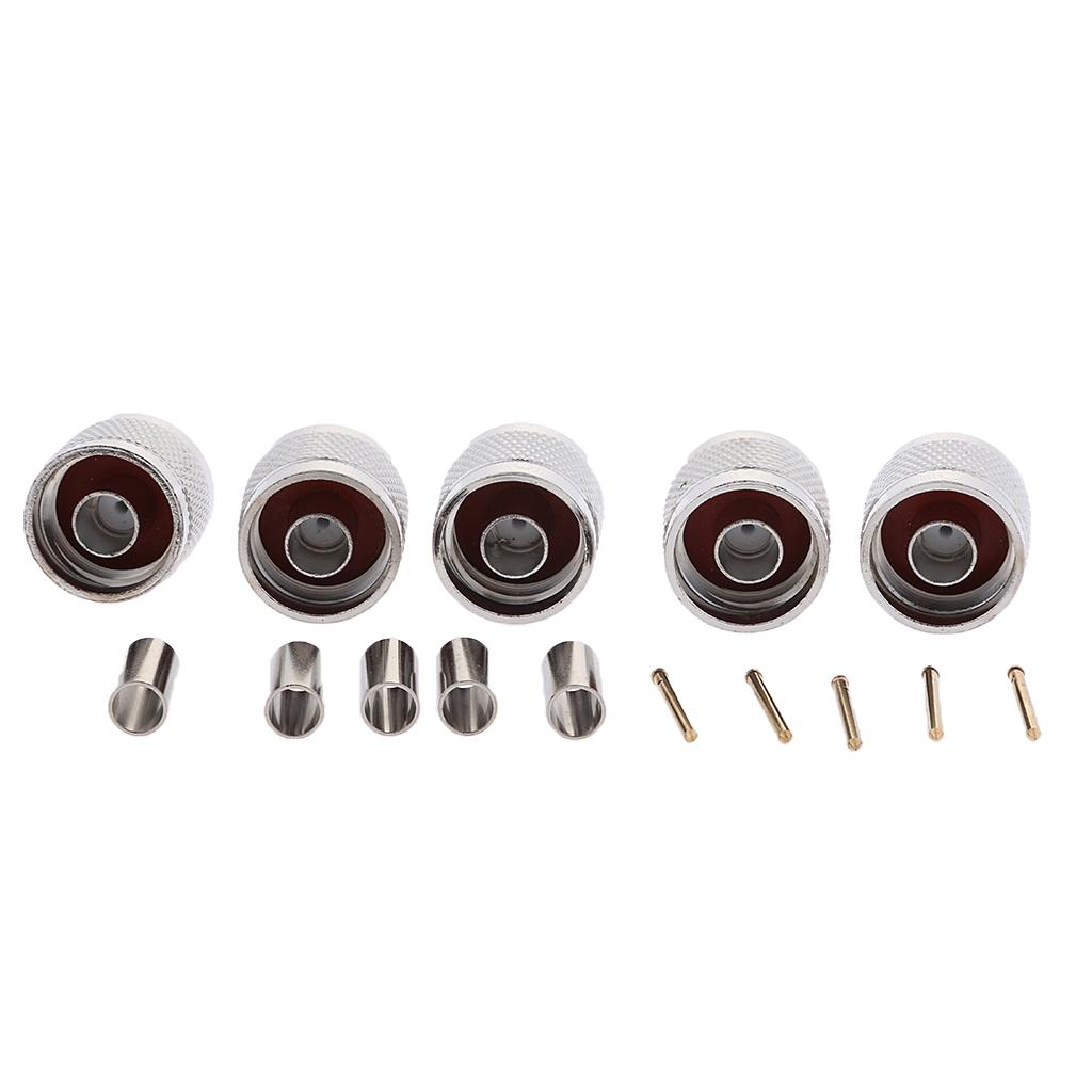 5pcs N Crimp Plug Male Connector For (KSR)LMR195 RG58 RG142 Coaxial Cable
