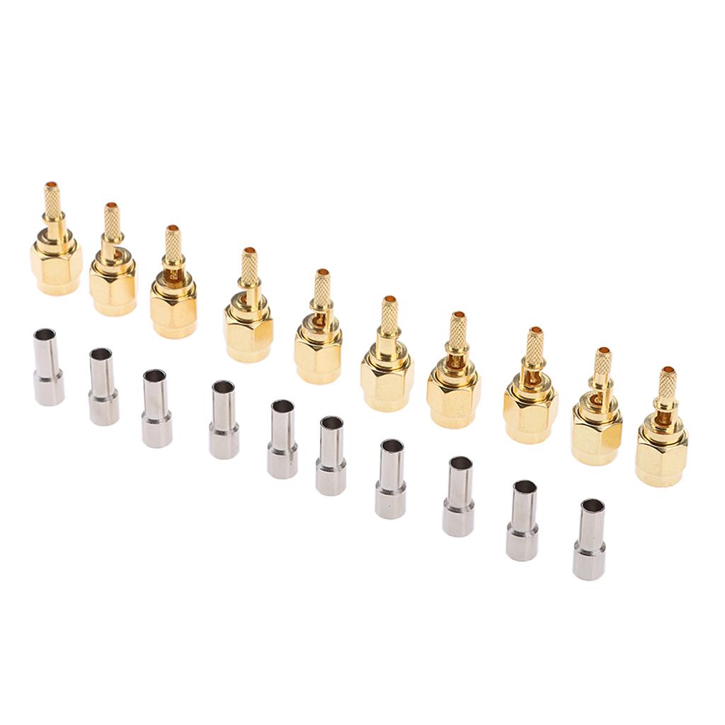 10Pieces Connector SMA Male Plug Pin Crimp Window for RG174,RG316