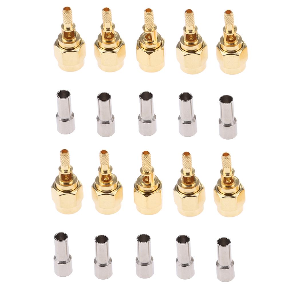 10Pieces Connector SMA Male Plug Pin Crimp Window for RG174,RG316