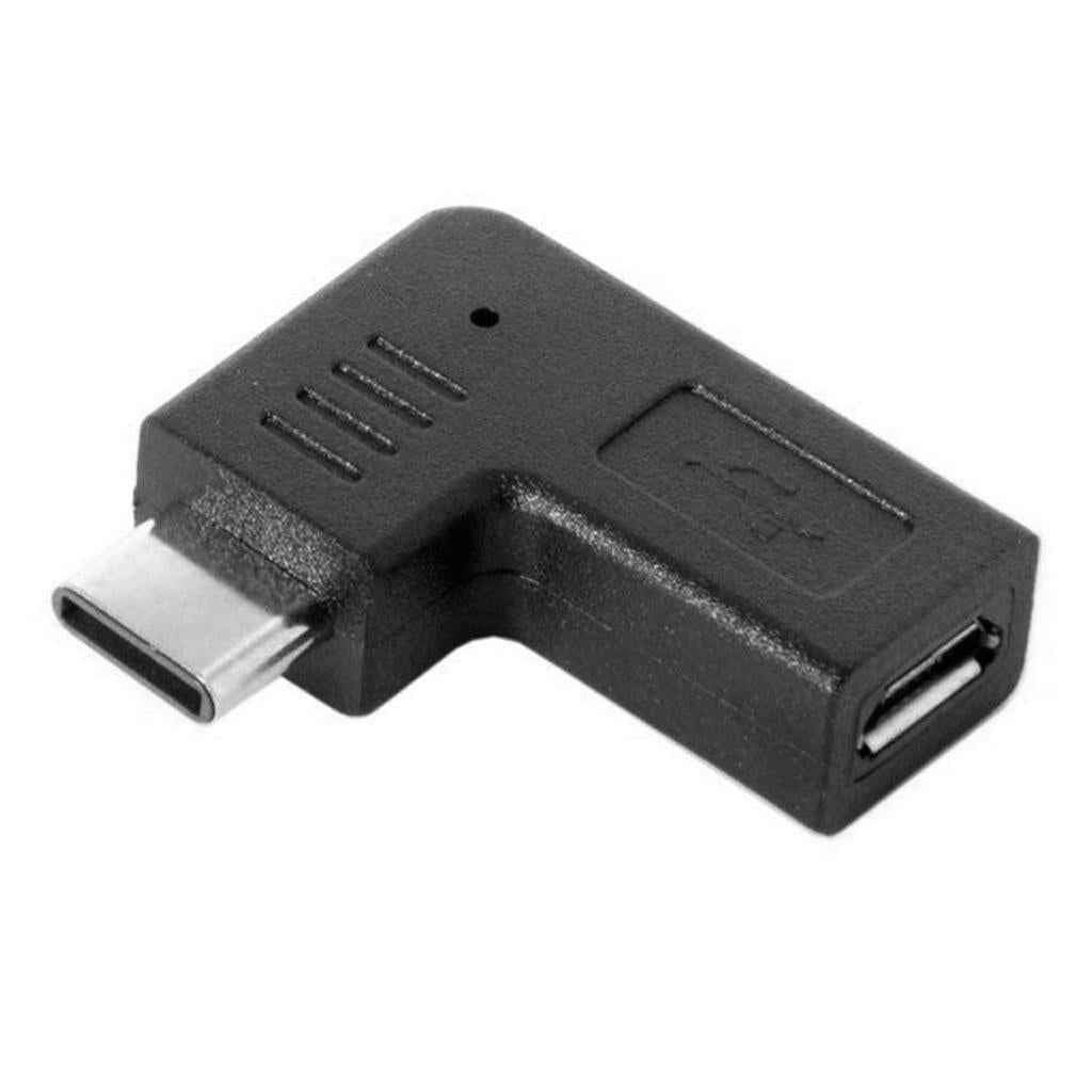 Type C to Micro-USB Adapter 2 Pack 90 Degree Type-C Female to Micro-USB Male Right & Left Angle Adapter (Type C to Mic R & L)