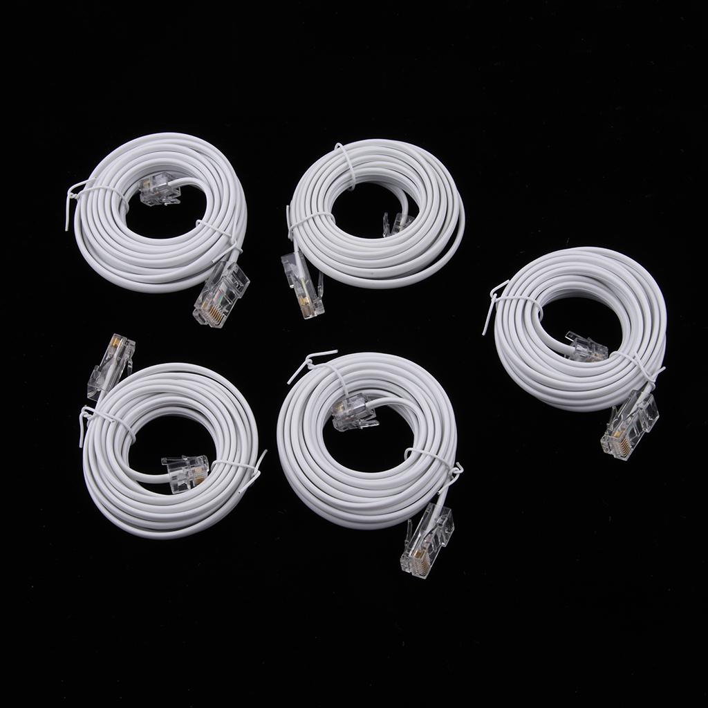 5Pieces  to RJ11 Telephone Modem Line Cable DSL Cord 8P4C 6P4C 3Meters