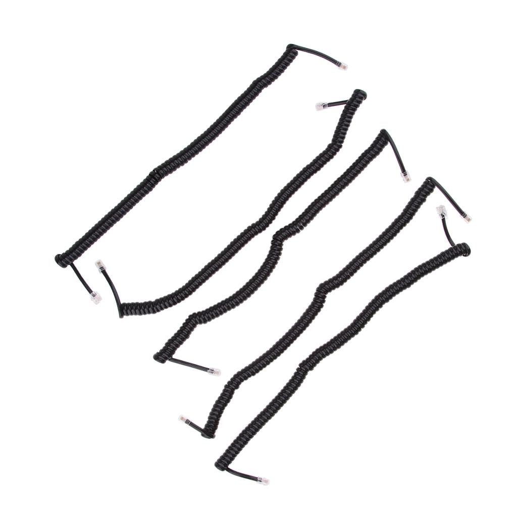 Telephone Handset Cord Cable Spiral Coiled Length 1.25 to 9.8ft black