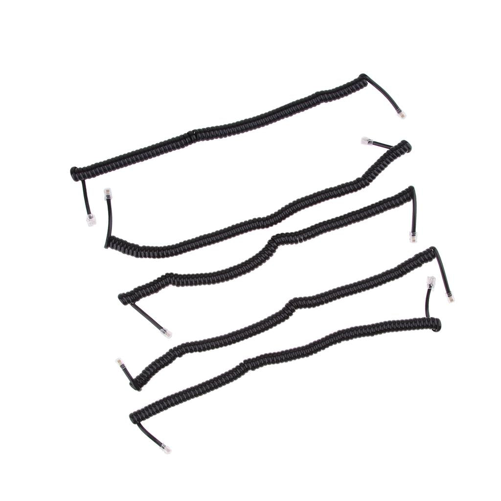 Telephone Handset Cord Cable Spiral Coiled Length 1.25 to 9.8ft black