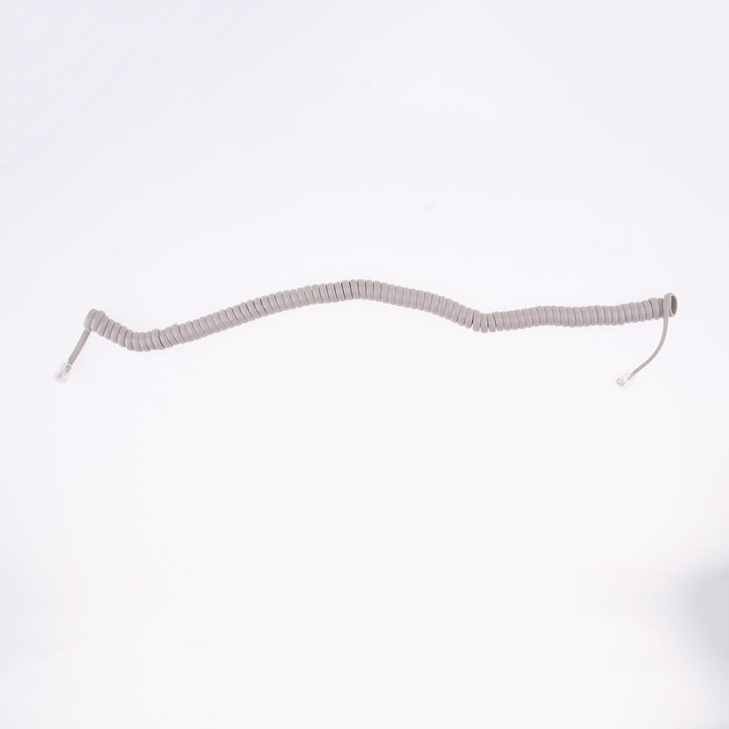 Telephone Handset Cord Cable Spiral Coiled Length 1.25 to 9.8ft light grey