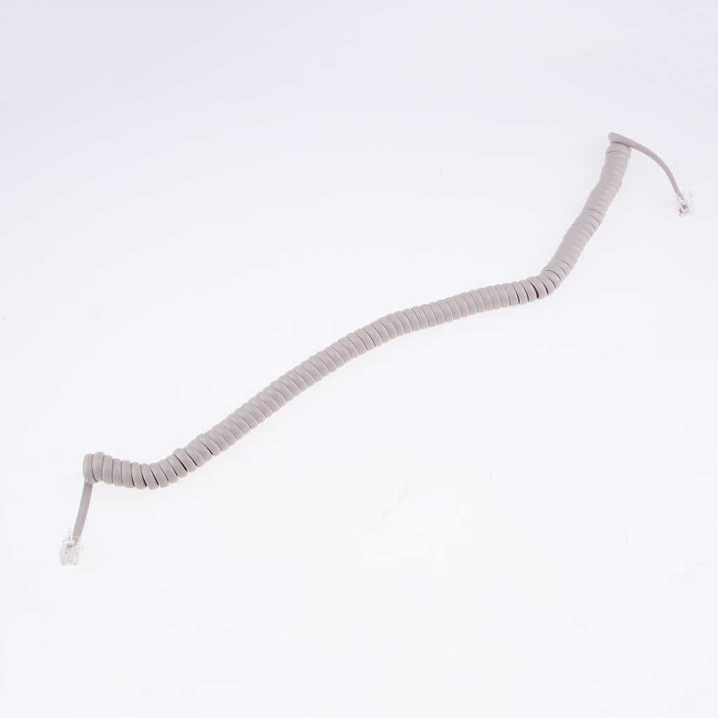 Telephone Handset Cord Cable Spiral Coiled Length 1.25 to 9.8ft light grey