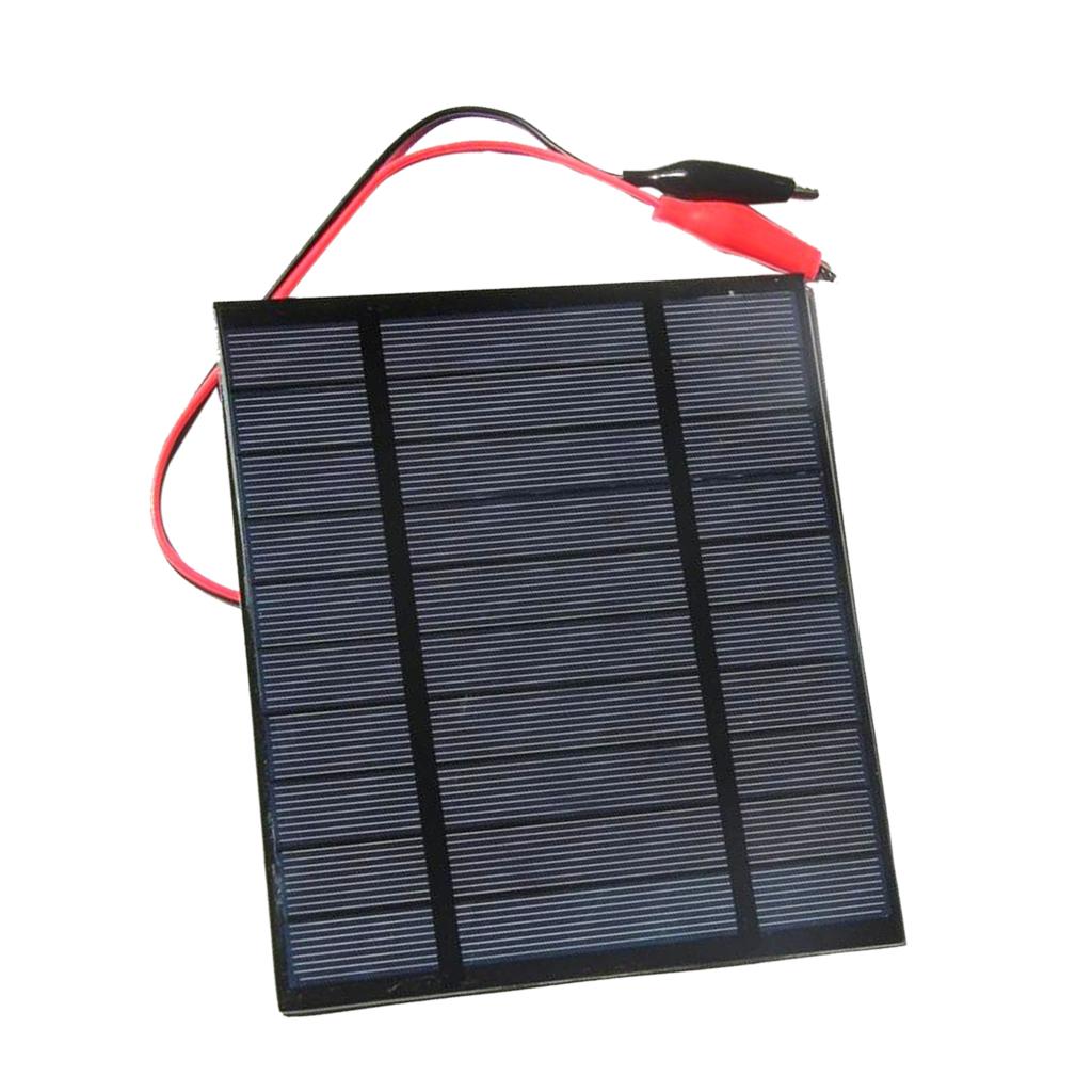 5V/2.5W Solar Pannel Battery Charger Small Alligator Clips High Efficiency for Car Campers Boats