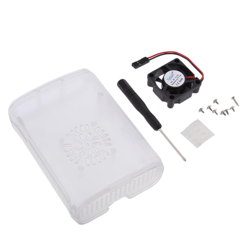 Protective Case Enclosure Box Cover &Mini Cooler Fan for Raspberry Pi 2/3/B+