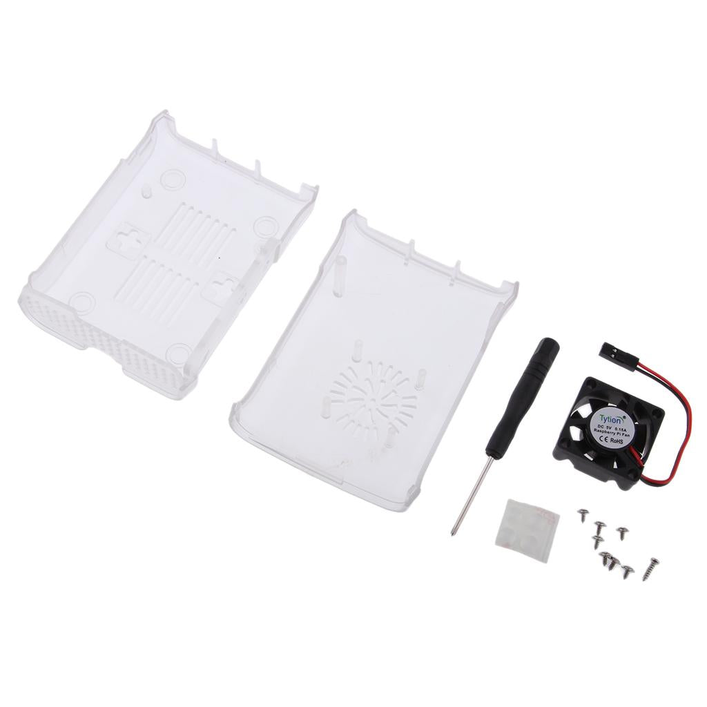 Protective Case Enclosure Box Cover &Mini Cooler Fan for Raspberry Pi 2/3/B+