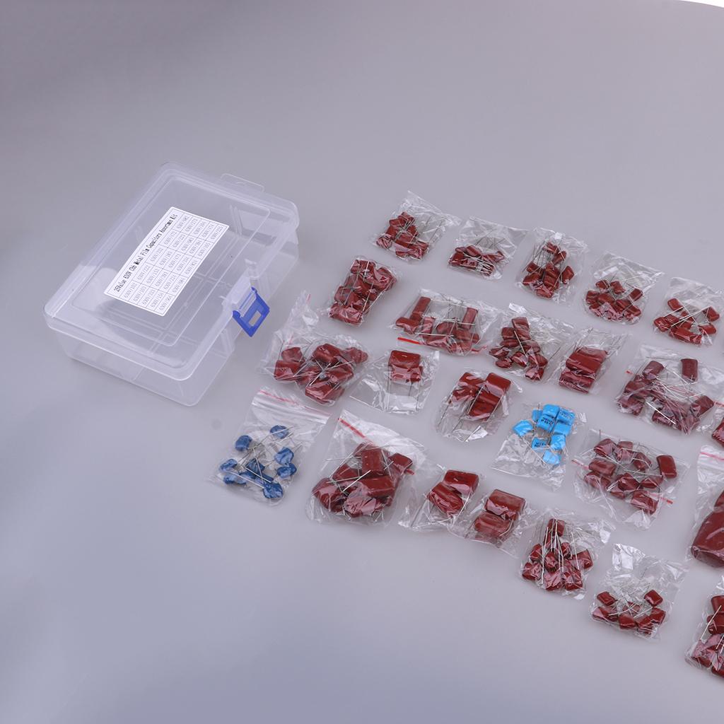 25 Types 630 V 0.001 uf ~ 2.2 uf CBB Metal Film Capacitors Variety Kit