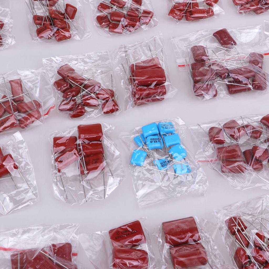 25 Types 630 V 0.001 uf ~ 2.2 uf CBB Metal Film Capacitors Variety Kit