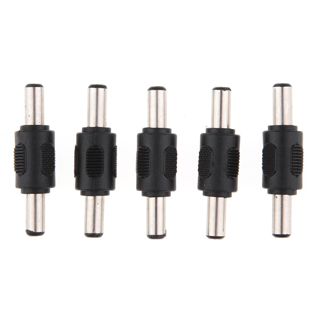 5Pcs DC Power Adapter 5.5x2.1mm Male to Male Plug Connector Converter