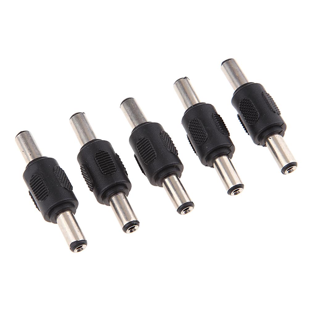 5Pcs DC Power Adapter 5.5x2.1mm Male to Male Plug Connector Converter