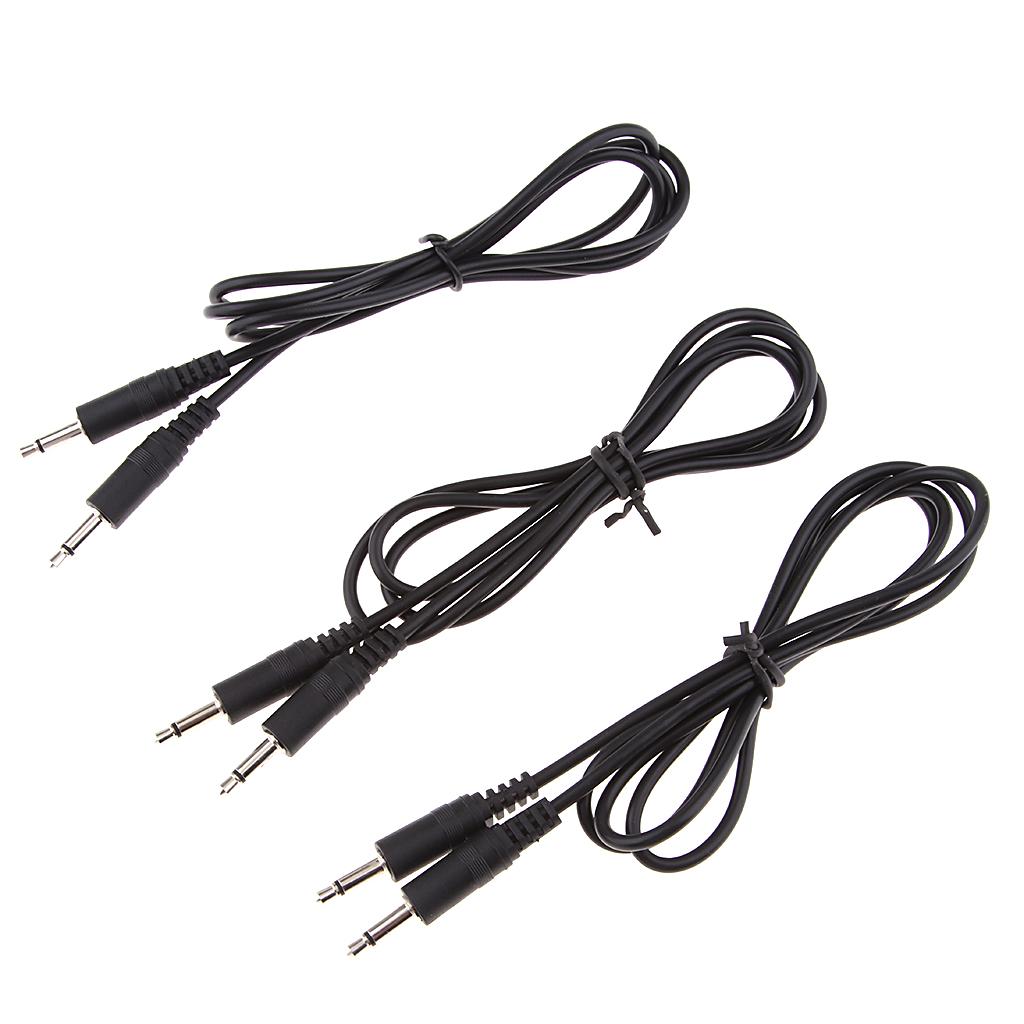 2x3Pcs 3.5mm Male to Male Mono Jack Headphone Audio Lead Cable Wire 1M Black