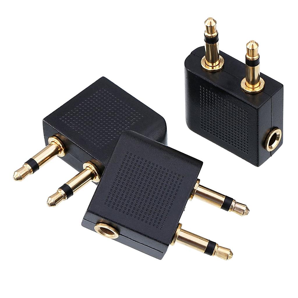 4x3 Pack Aircraft Plug Conversion Jack for Headphones Golden Plated Universal