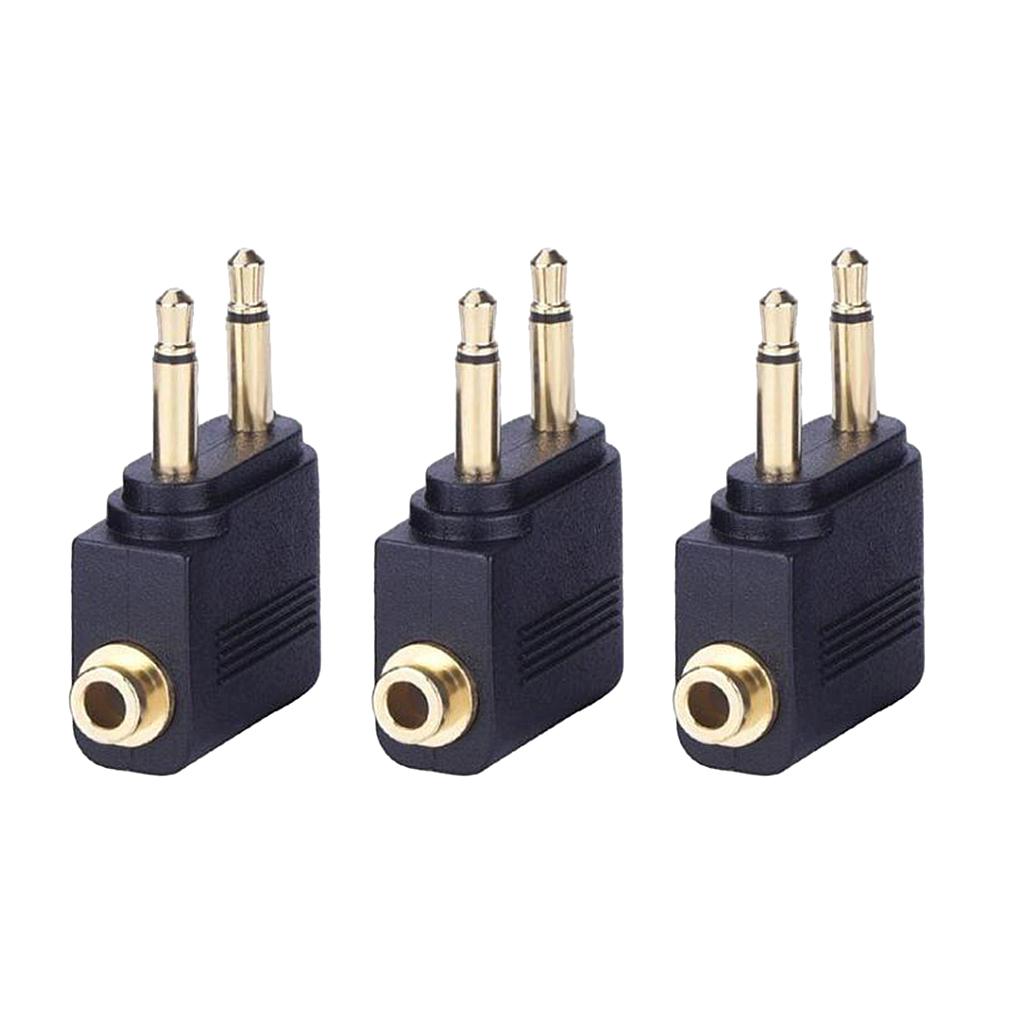 4x3 Pack Aircraft Plug Conversion Jack for Headphones Golden Plated Universal
