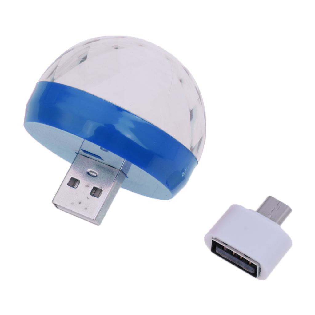 Mini USB Stage Disco Light Voice Control Magic Ball Lamp RGB LED Bulb Blue