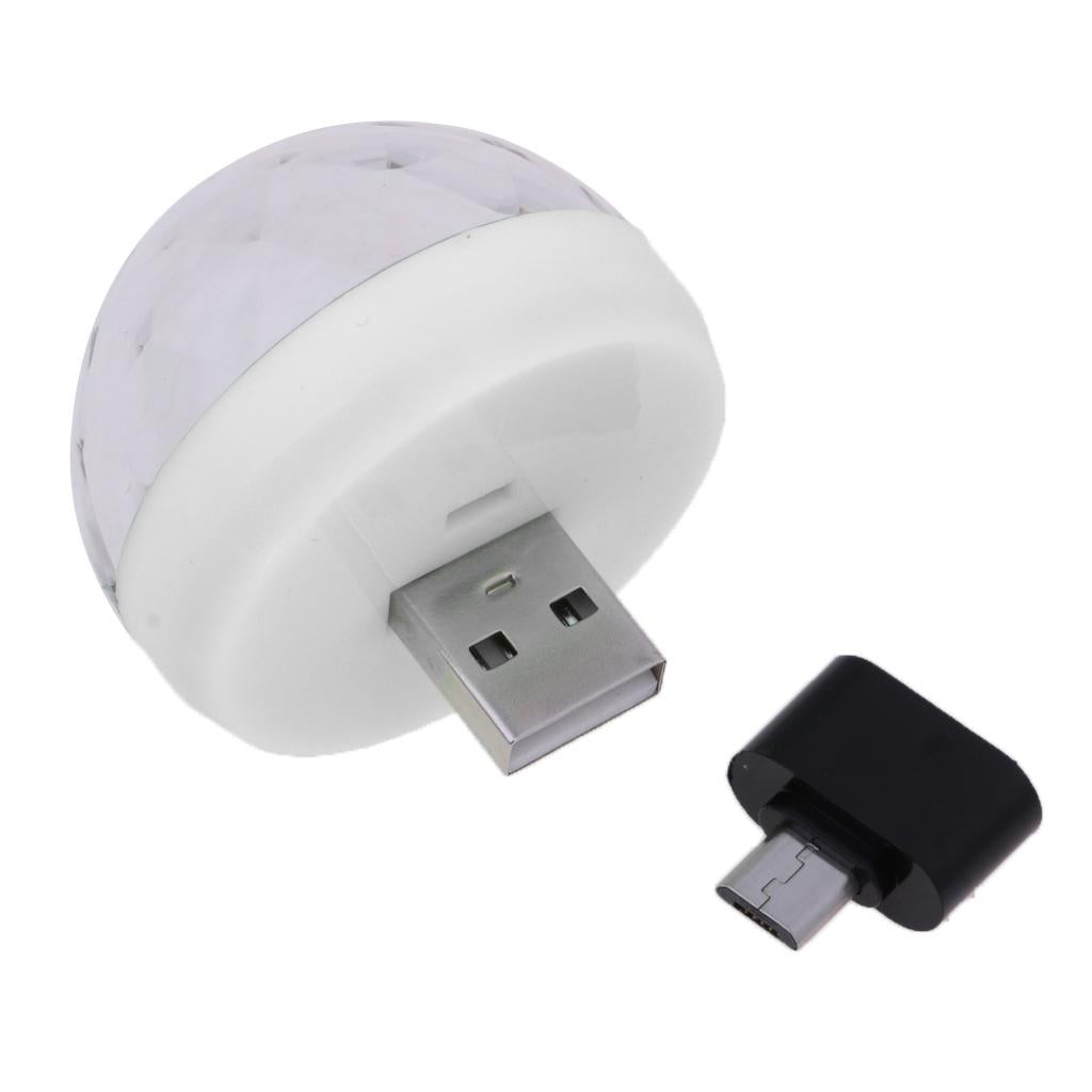 3xMini USB Stage Disco Light Voice Control Magic Ball Lamp RGB LED Bulb White