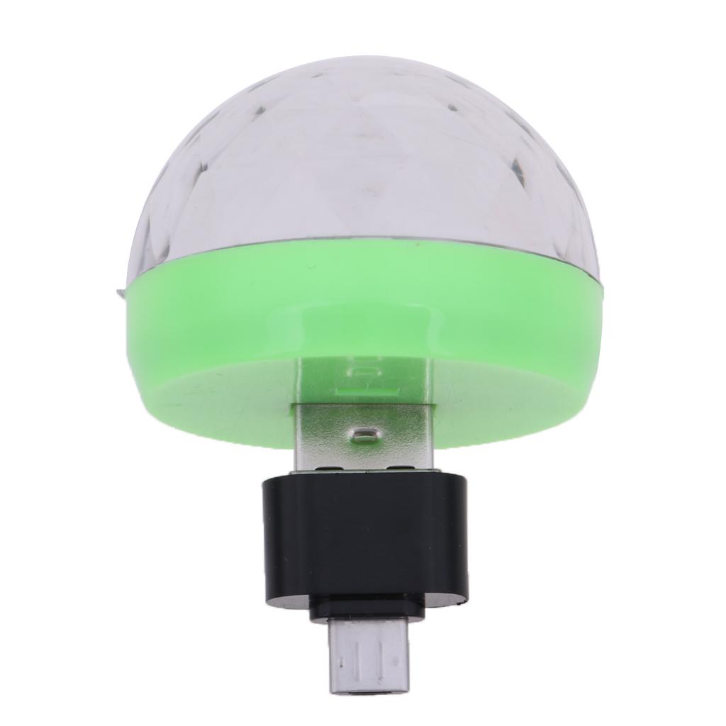 2xMini USB Stage Disco Light Voice Control Magic Ball Lamp RGB LED Bulb Green