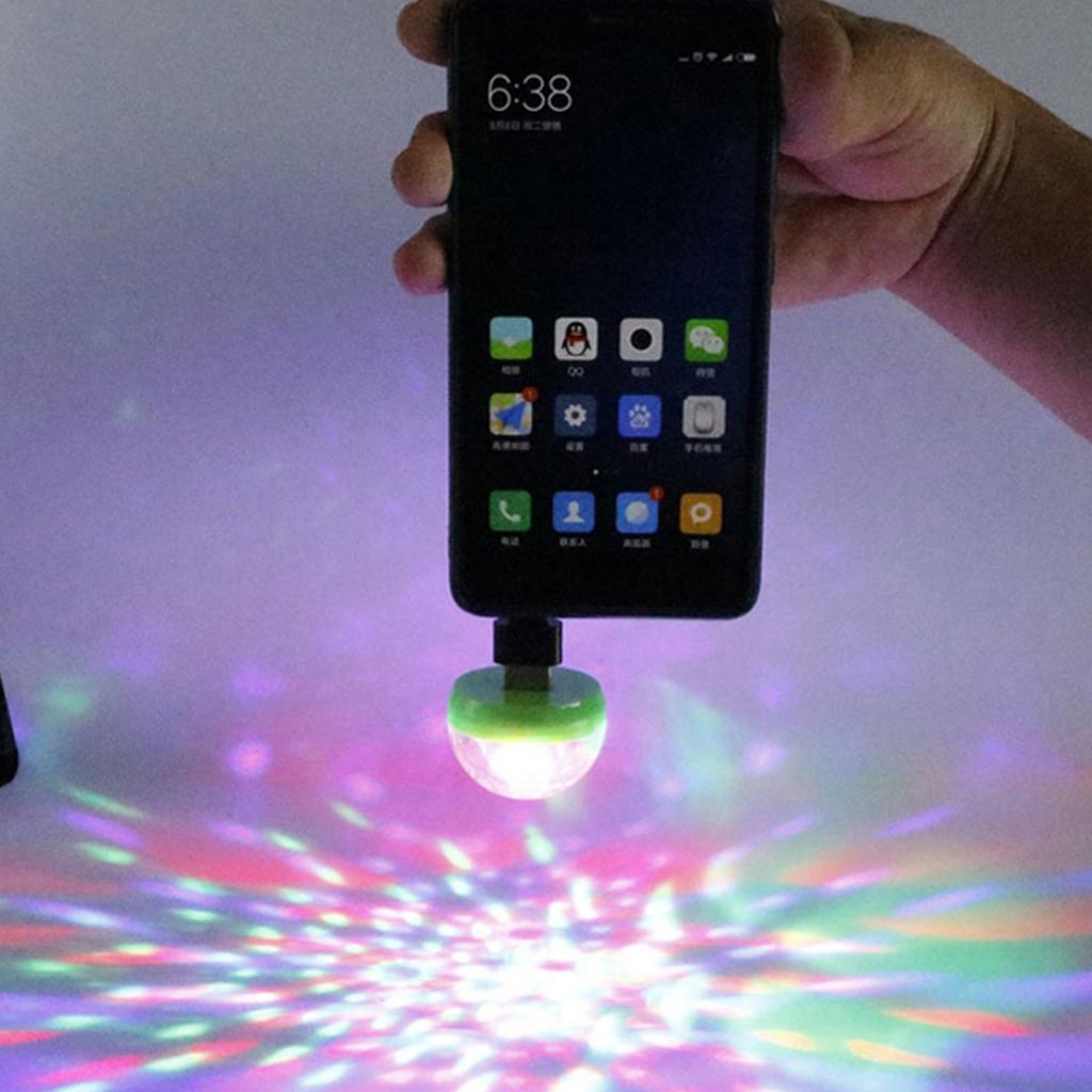 Mini USB Stage Disco Light Voice Control Magic Ball Lamp RGB LED Bulb Green