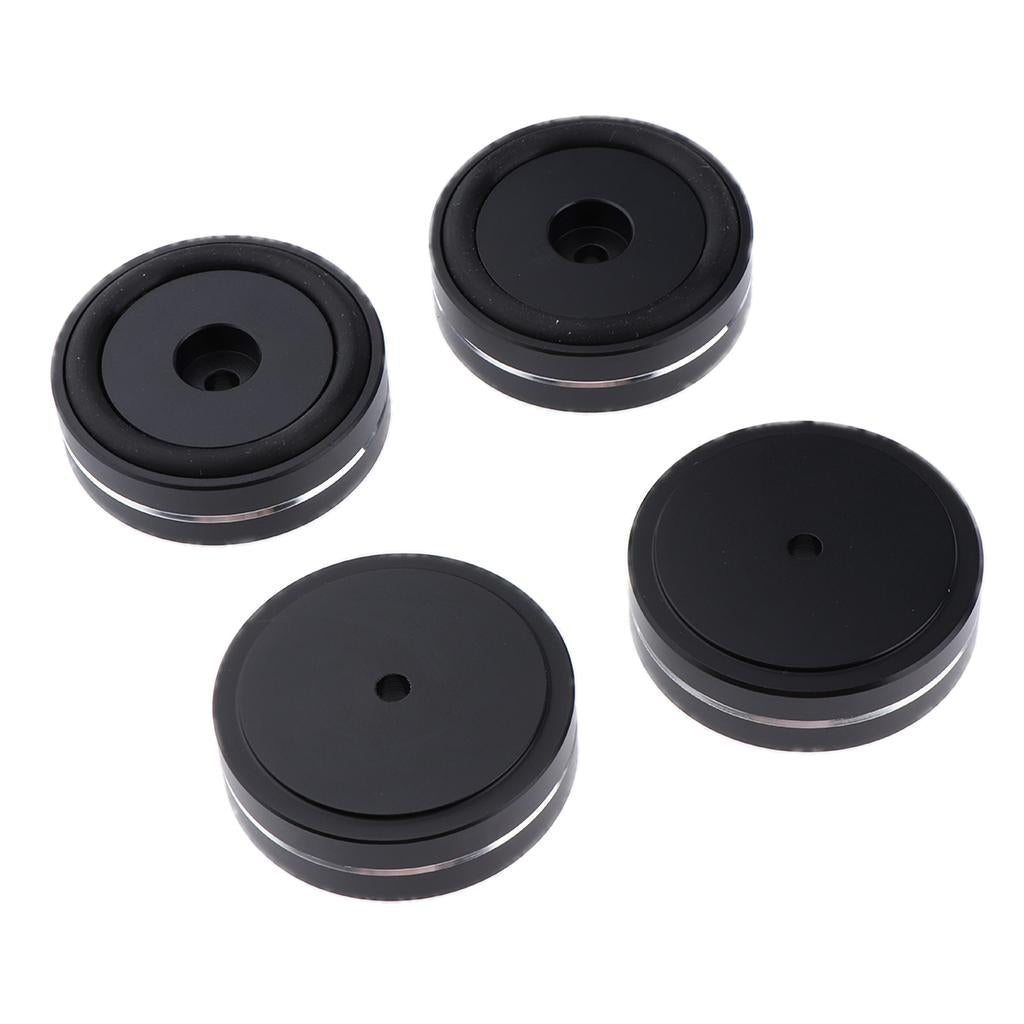 4x 50*15mm Aluminum Isolation Feet Pad Stand Base For CD Turntable Radio AMP Black