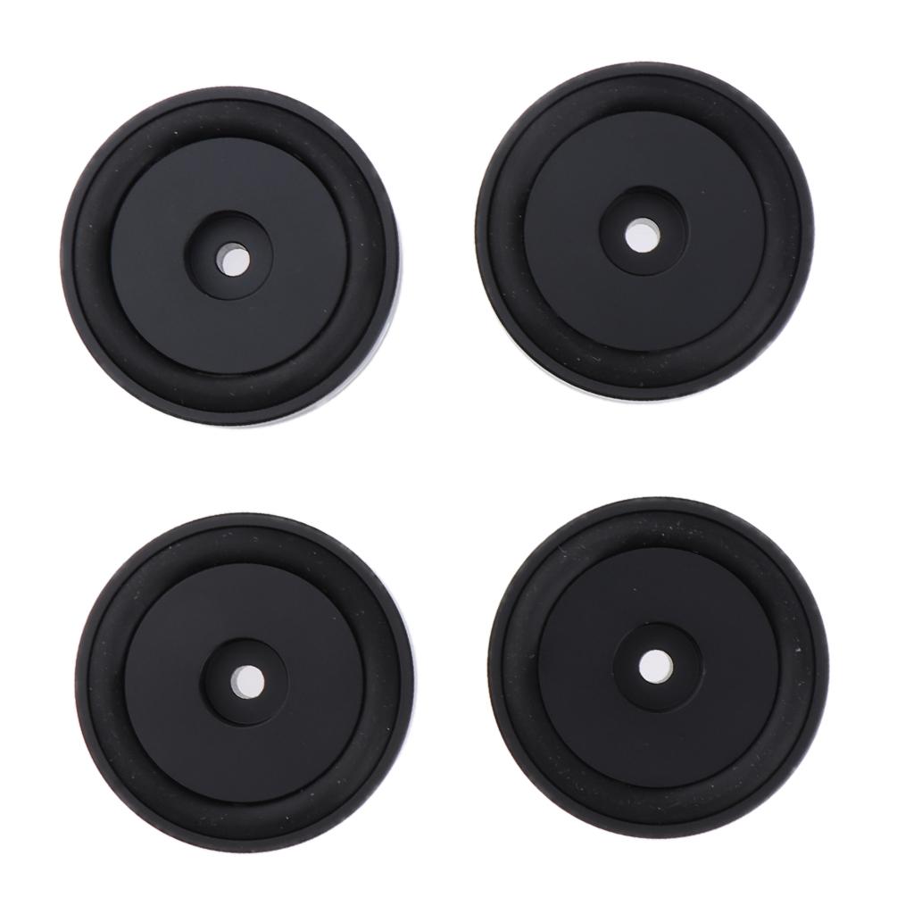 4x 50*15mm Aluminum Isolation Feet Pad Stand Base For CD Turntable Radio AMP Black
