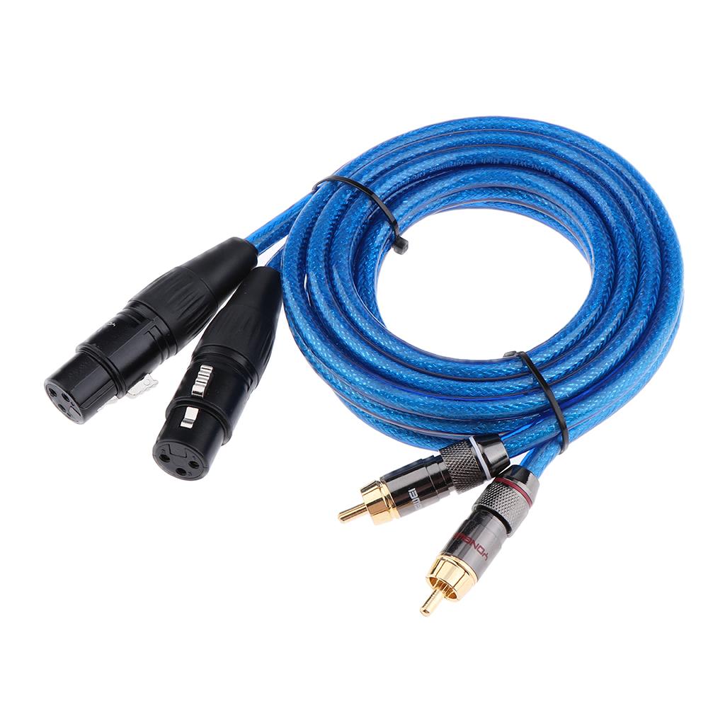 2 XLR Female to 2 RCA Male HIFI Audio Cable for Amplifier Mixer 2m