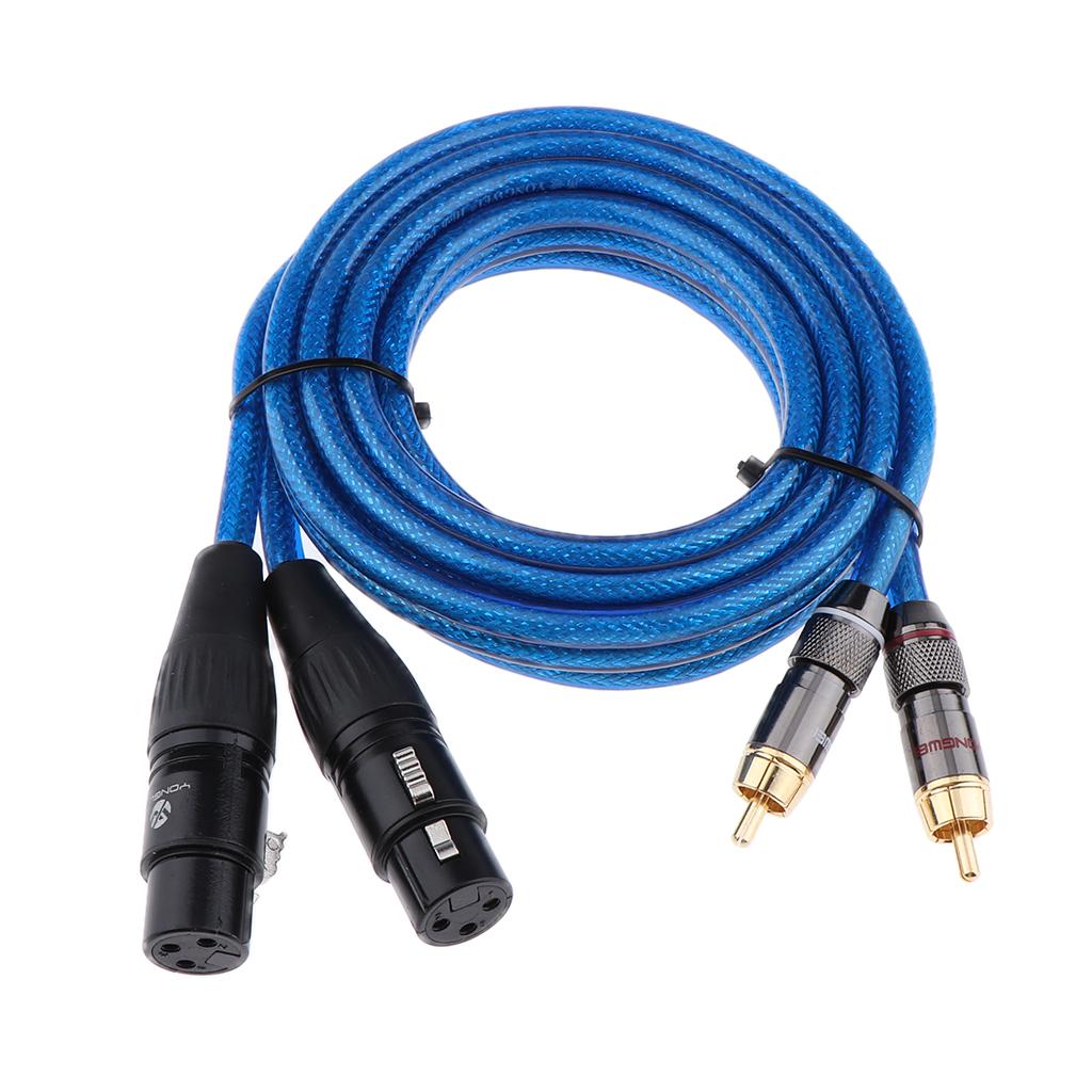 2 XLR Female to 2 RCA Male HIFI Audio Cable for Amplifier Mixer 2m