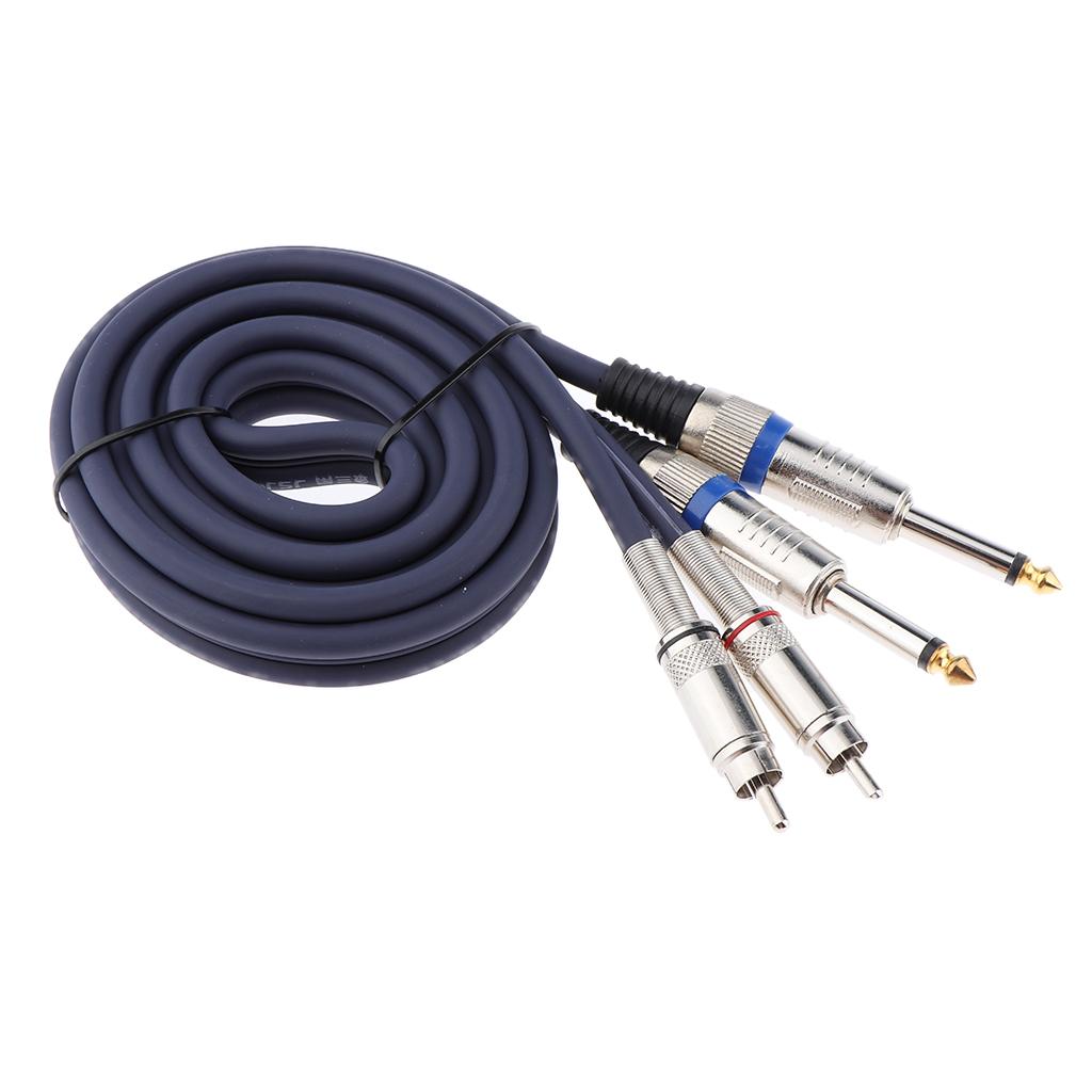 Audio Cable Dual 1/4 6.35mm to Dual RCA Phono for Mixer Amplifier 150cm"
