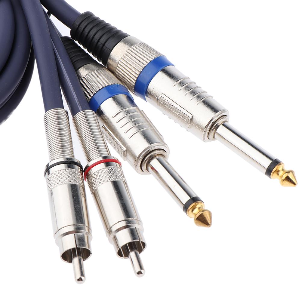 Audio Cable Dual 1/4 6.35mm to Dual RCA Phono for Mixer Amplifier 150cm"