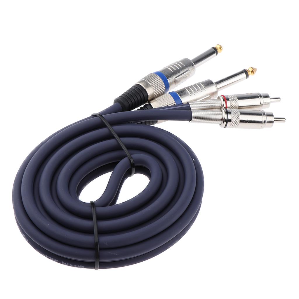 Audio Cable Dual 1/4 6.35mm to Dual RCA Phono for Mixer Amplifier 150cm"