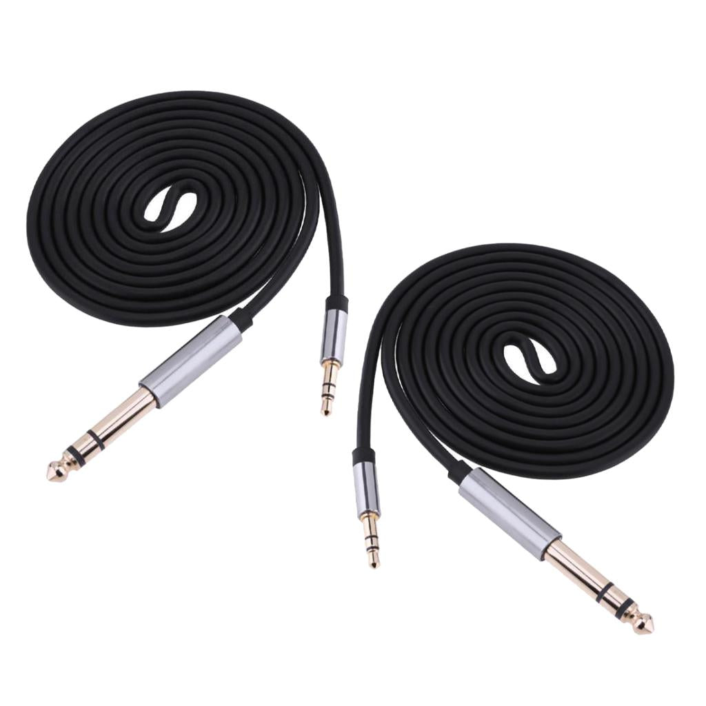 2Pieces 1.5m 3.5mm 1/8 Male To 6.35mm 1/4" Male Stereo Audio Cable"