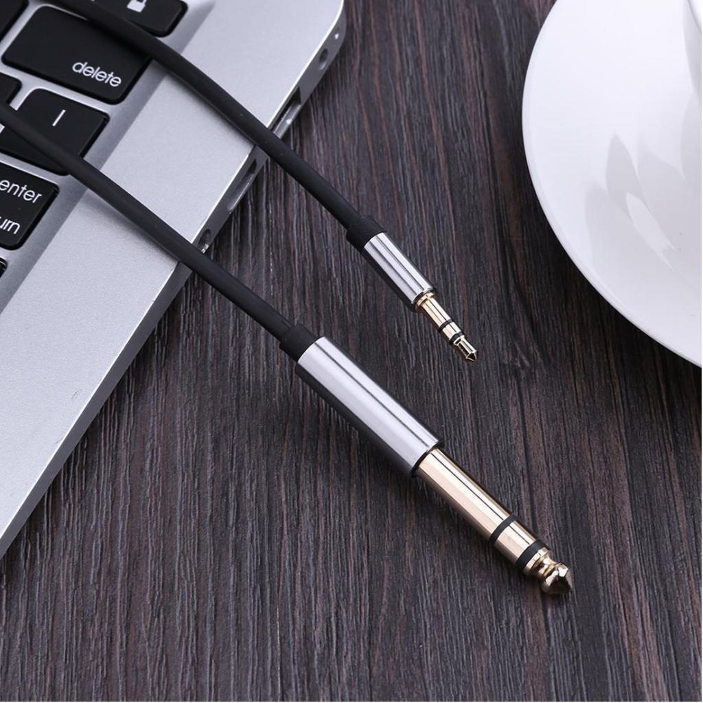2Pieces 1.5m 3.5mm 1/8 Male To 6.35mm 1/4" Male Stereo Audio Cable"