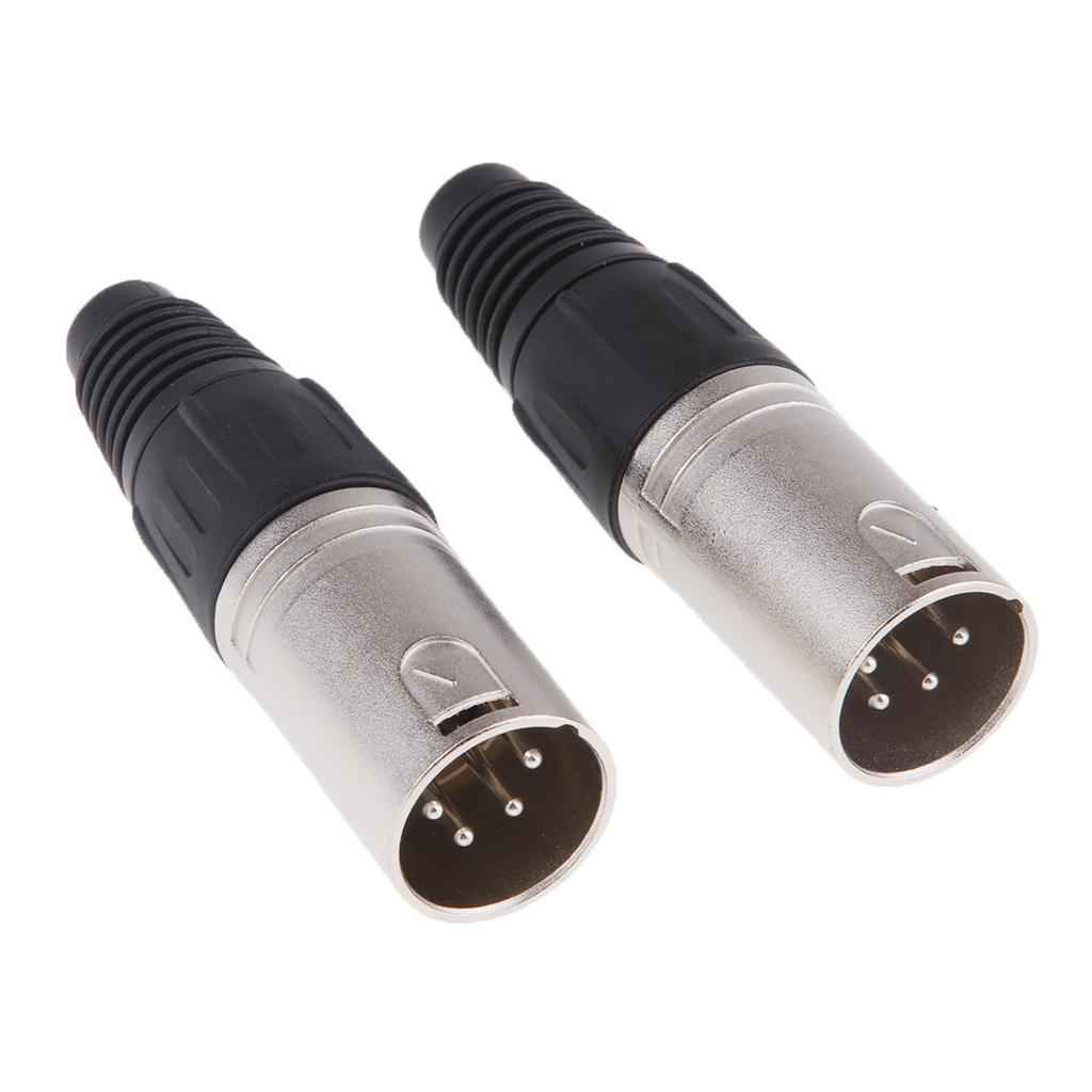 2Pieces Metal  4Pin/4P XLR Connector Plug Male Audio Microphone Connector