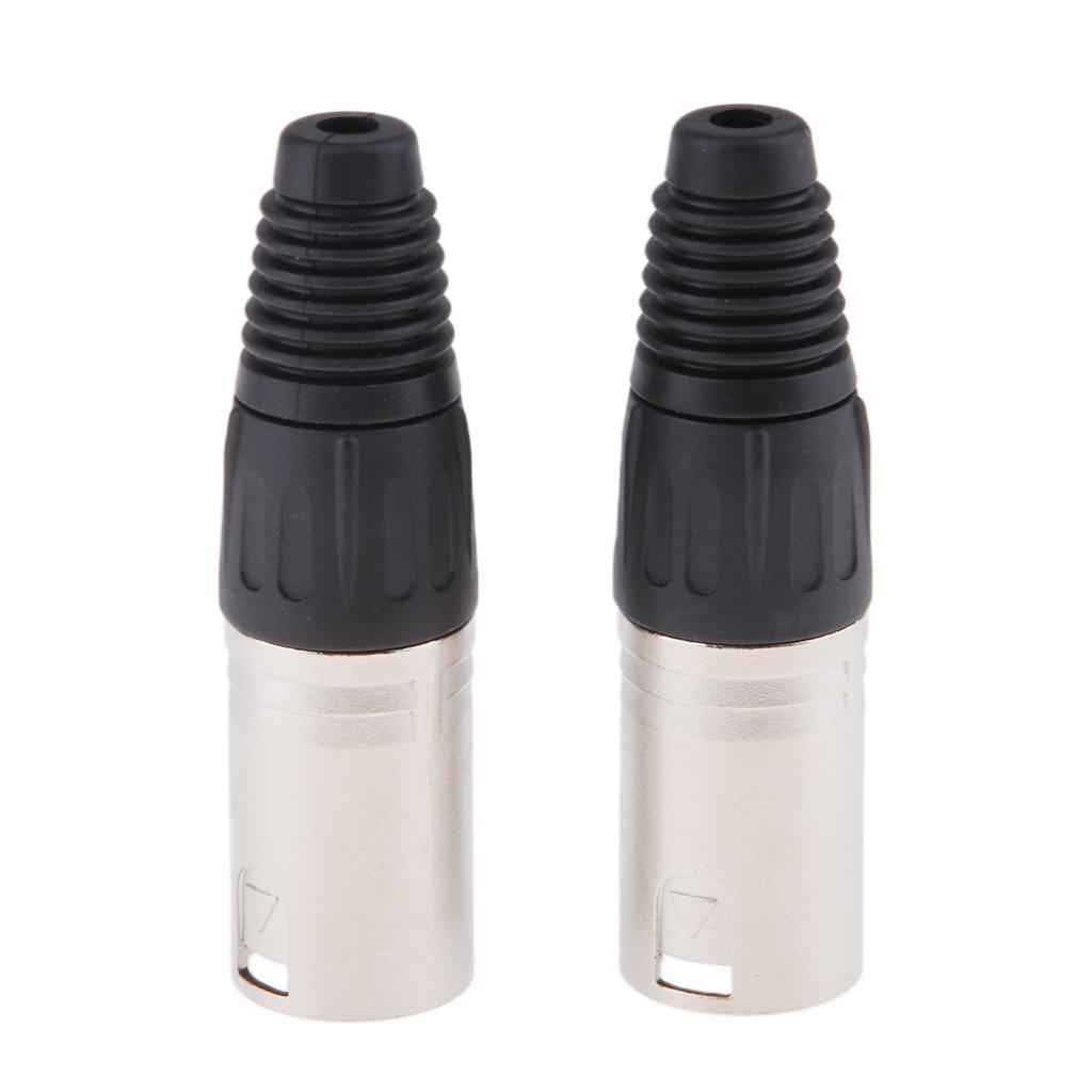 2Pieces Metal  4Pin/4P XLR Connector Plug Male Audio Microphone Connector