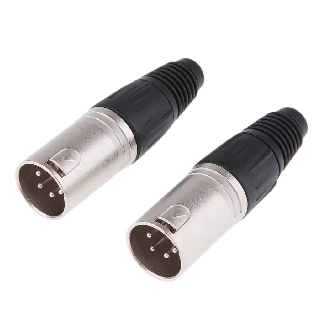 2Pieces Metal  4Pin/4P XLR Connector Plug Male Audio Microphone Connector