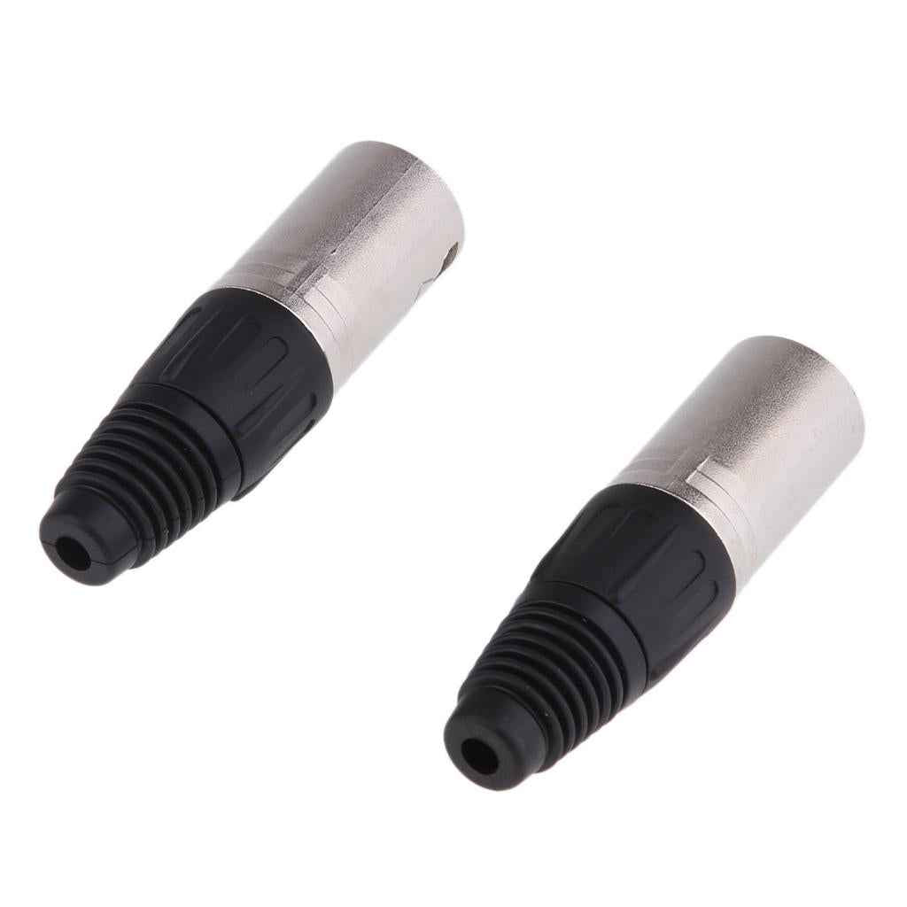 2Pieces Metal  4Pin/4P XLR Connector Plug Male Audio Microphone Connector