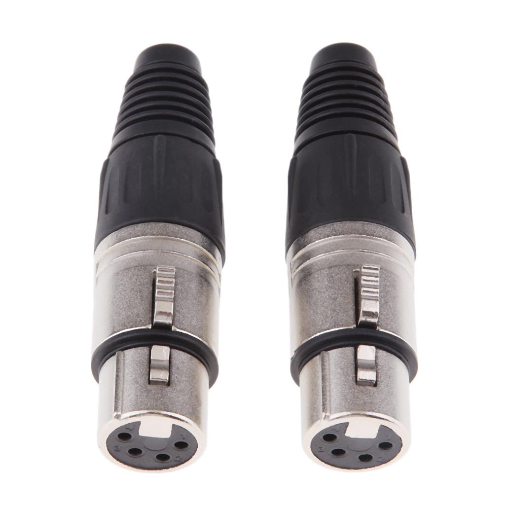 2 Pieces Metal 4Pin/4P XLR Connector Plug Female Audio Microphone Connector